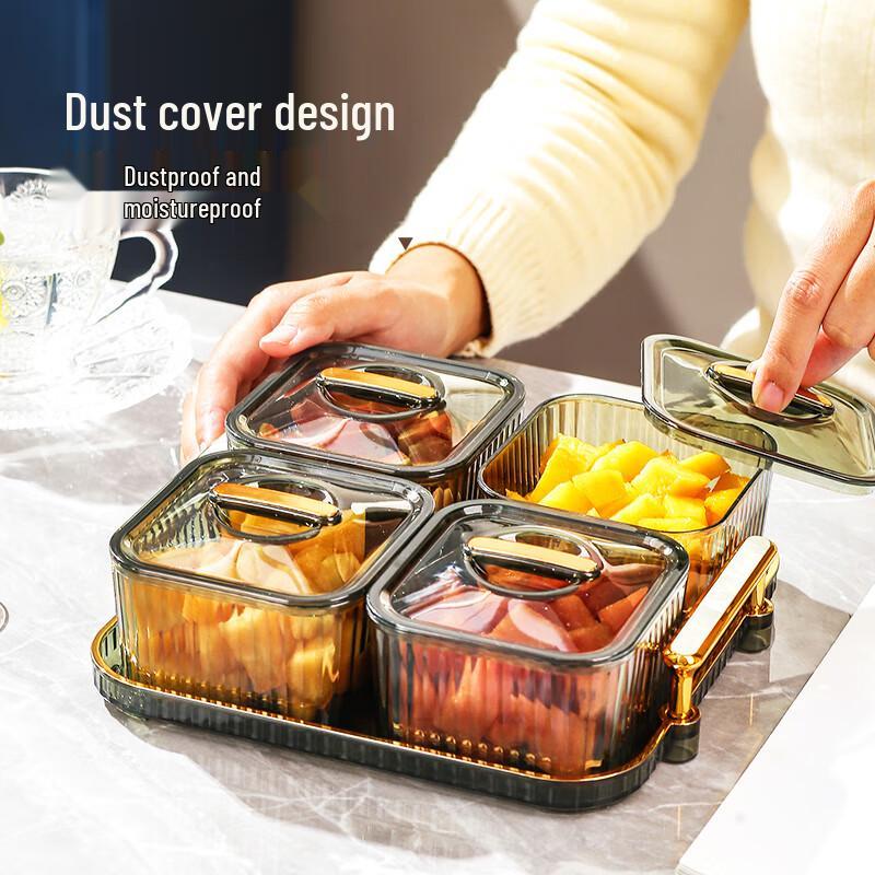 CAIZHI Divided Fruit & Snack Serving Platter with Lid