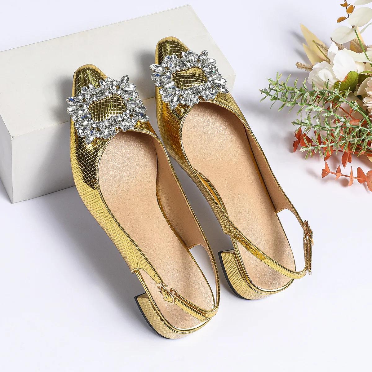 Летние новые босоножки женские на высоком каблуке 2024 г. Стразы украшают острый носок — фото 2