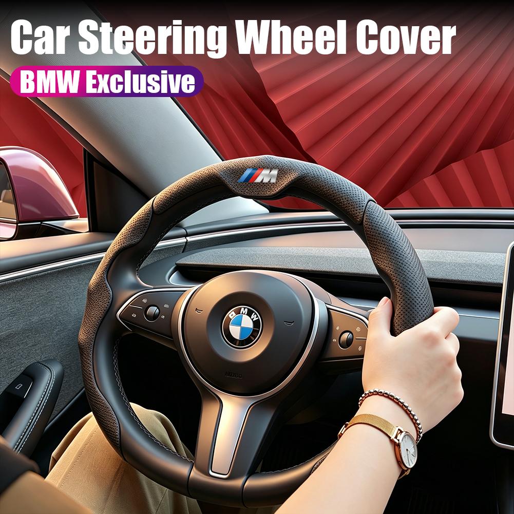 BBKE3 Perforated Leather Breathable Car Steering Wheel Cover For BMW E90 G80 M3 G30 M5 F82 F83 F20 F21 G42 F95 F96 G06 G07 M2 M4 M8 G1