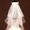 2PCS Elegant Double Layered Headband Exquisite Wedding Gauze Hair Clip Headdress  Wedding
