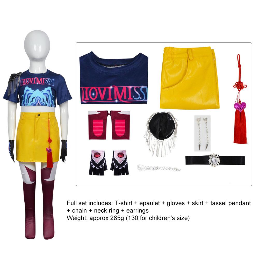 Kids Mira Performance Cosplay Print Costume Girl for K-Pop Team Christmas Halloween Play Comic Exhibition Costume Outfit 120