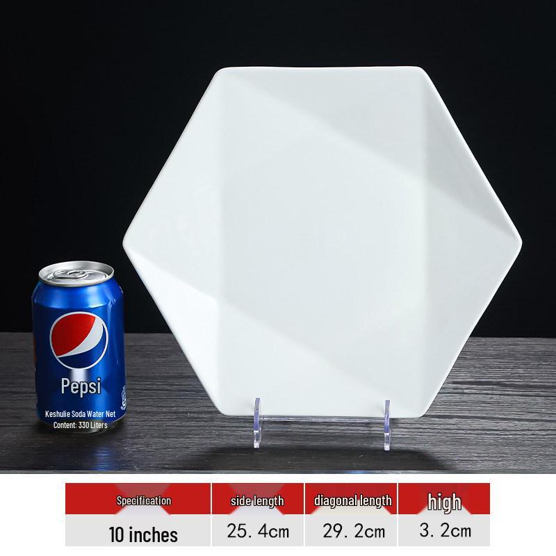 Hexagonal Ceramic Stir-Fry Plate for Home and Commercial Use