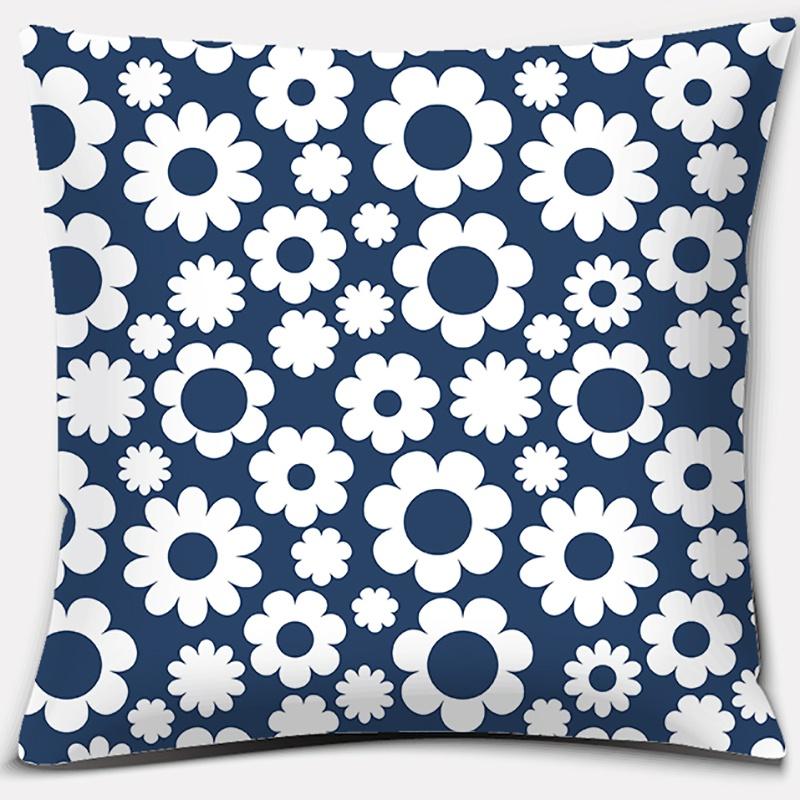 Geometric Collection Dark Blue Pattern Home Decor Pillowcase Square   Office