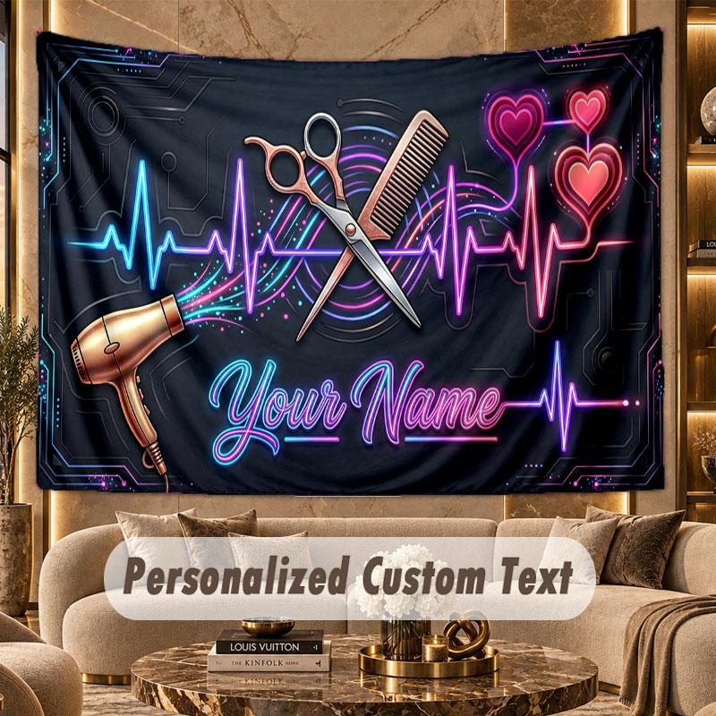 Neon Colorful (1) Theme Personalized Tapestry Custom Name Text Wall Hanging Tapestry Home Background Decoration