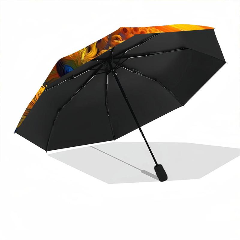 1pc Sunflower Field Folding Umbrella, Durable, Suitable for Outdoor Activities or Rain, Suitable for Commuting Yy251027093