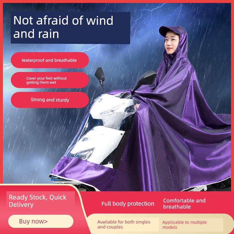 Raincoat for Electric Vehicles, Enlarged and Thickened Motorcycle Poncho for Two or One Person, Suitable for Men and Women, Storm-Proof, Full-Body