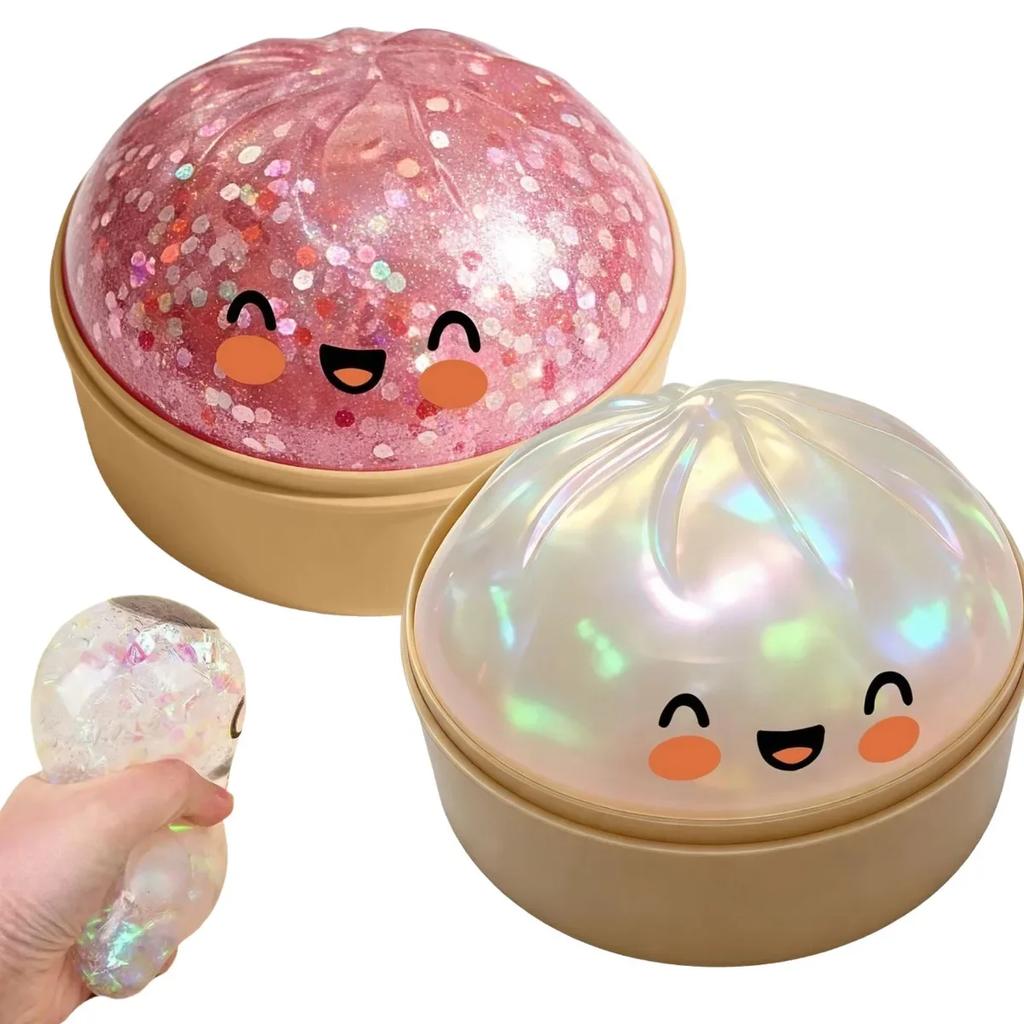 Party Time Realistic Steamed Bun Squeeze Toy Crystal Steamer Squishy Toy Stretchy Pressure Relief Ball Fidget Toy Party Christmas Gift