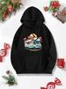 Women'S RV Themed Hoodie Casual Outdoor Style with Cartoon Camper Van & Sunset Design Fall Winter Cozy with Pockets Outdoor Casual