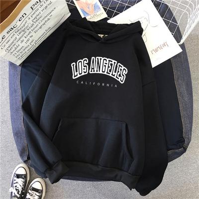 Women's Plus Velvet Hooded Pullover Loose Printed Jacket