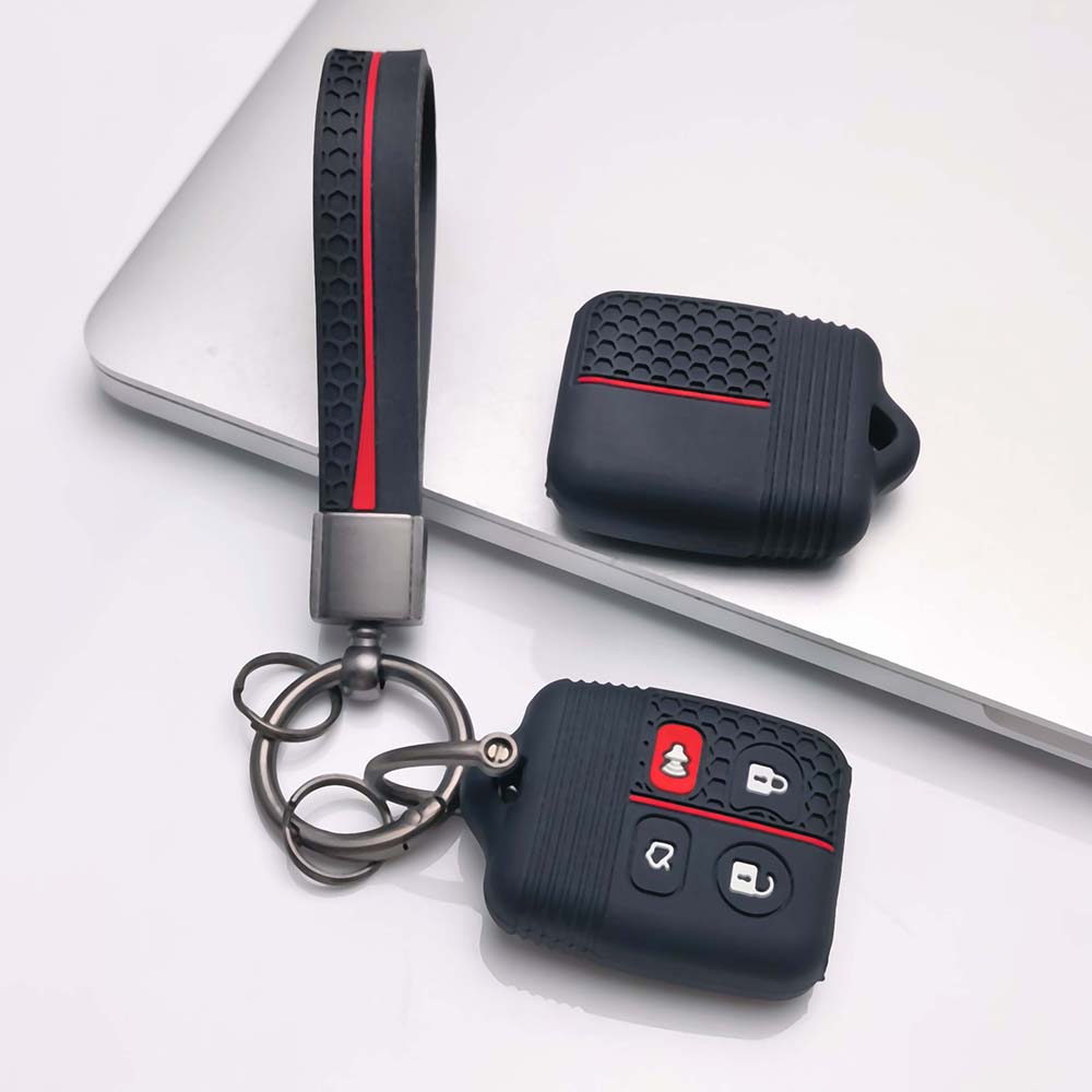 Silicone Car Key Cover Fob Case with Keychain for Ford F150 F250 F350 Explorer Mustang Escape Edge Ranger Focus Expedition