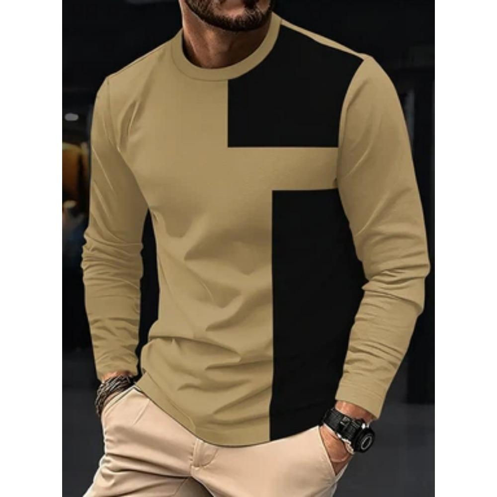 Herren Grafisches Langarm-T-Shirt Cool Bedruckt Rundhals Lässig Streetwear Oberteil