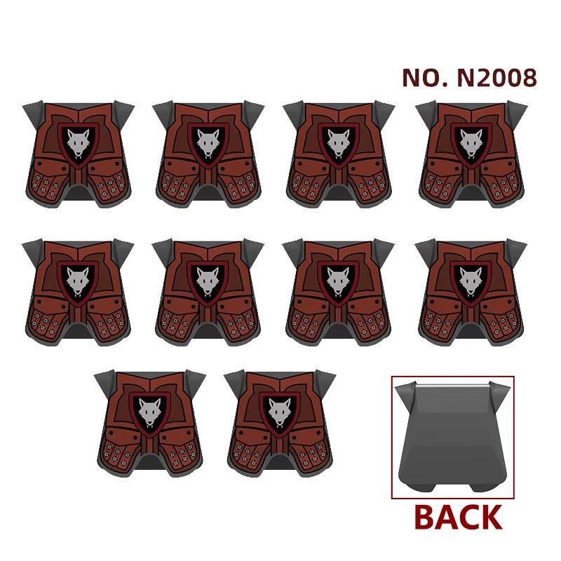 MOC Medieval Red Lion Black Eagle Castle Soldier Knight Horse Mount Building Block Military Figure Vest Armor Flag Toy Gift B036