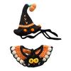 Halloweenský klobouk dýně pro mazlíčky a obojek duchů, nastavitelný gotický outfit pro kočky a malé psy, pletené kostýmní doplňky
