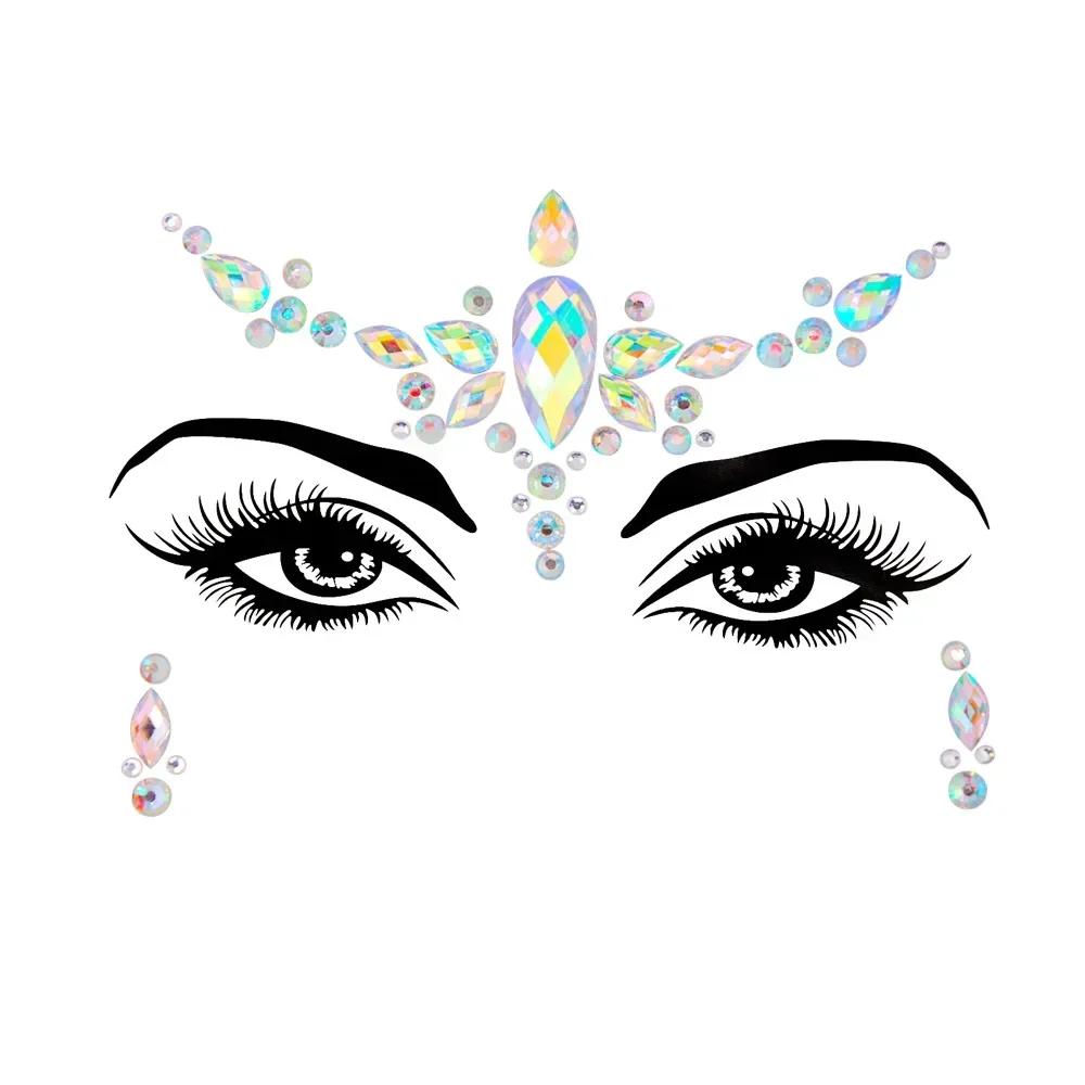 Body Art Rhinestones Stickers Crystal Face Jewels Make Up Festival Face Gems Glitter Face Tattoos For Festival Party Dressing Up