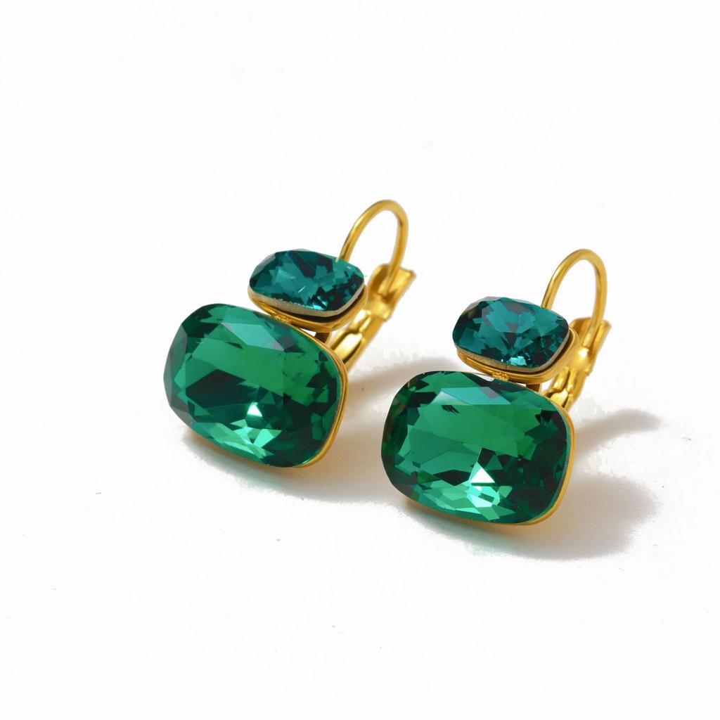 CARLIDANA Ins Fashion 18k Gold Plated Stainless Steel Anti Tarnish Colorful Crystal Summer Earrings and Ring Set Fashion Jewelry