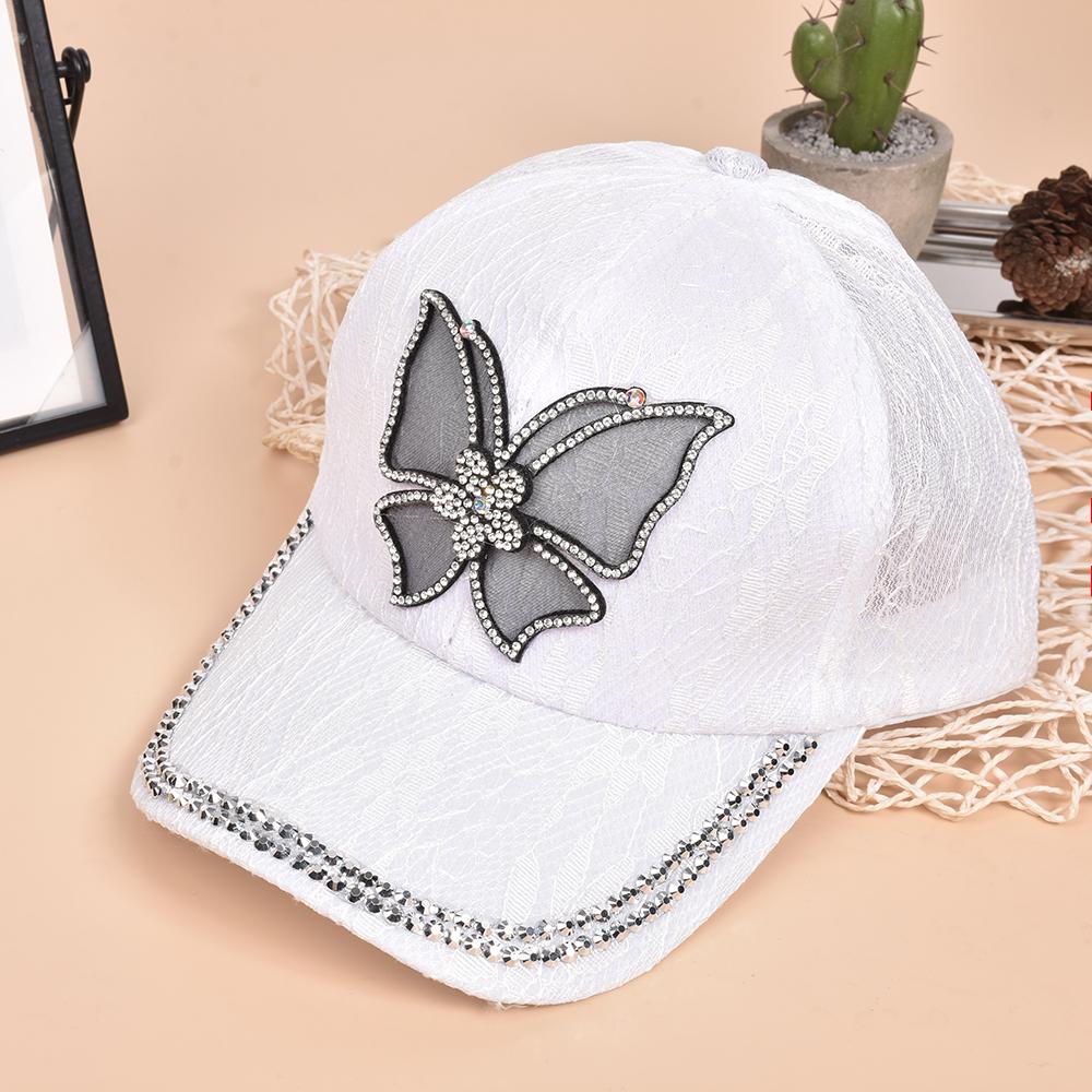Unisex Butterfly Lace Glitter Baseball Net Caps Spring and Summer Outdoor Adjustable Casual Hats Sunscreen Hat