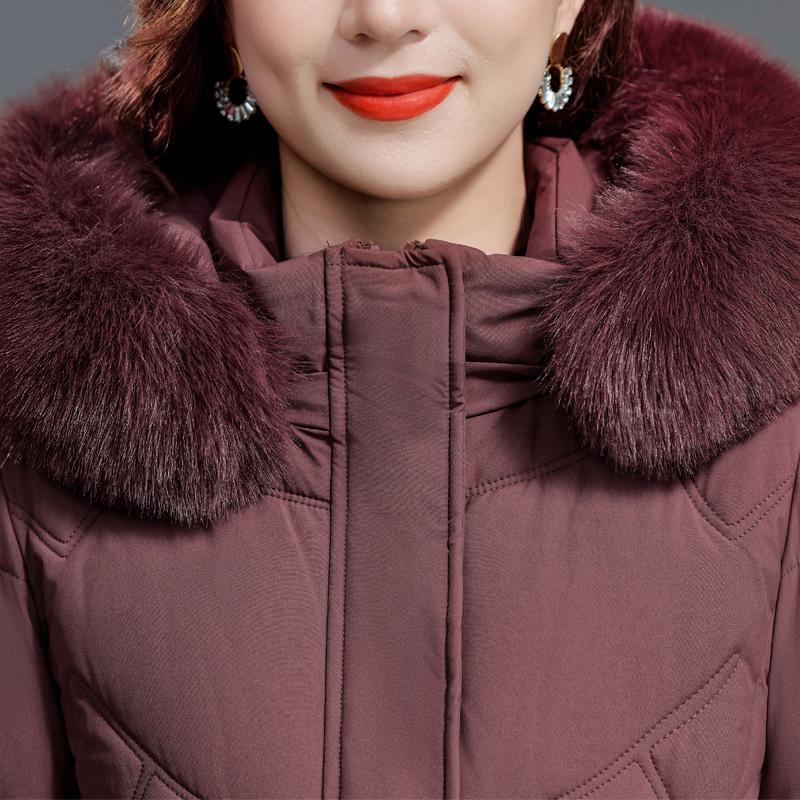 Middelaldrende Kvinners Kåper Vinter Lange Parkaser Hette Fuskepelskrage Tykke Varme Hverdagslige Kvinnejakker