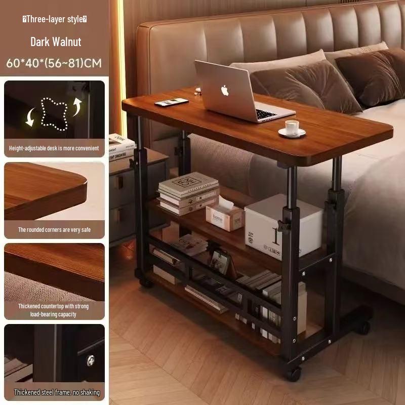 Adjustable Multi-Layer Bookshelf & Movable Laptop Table with Wheels