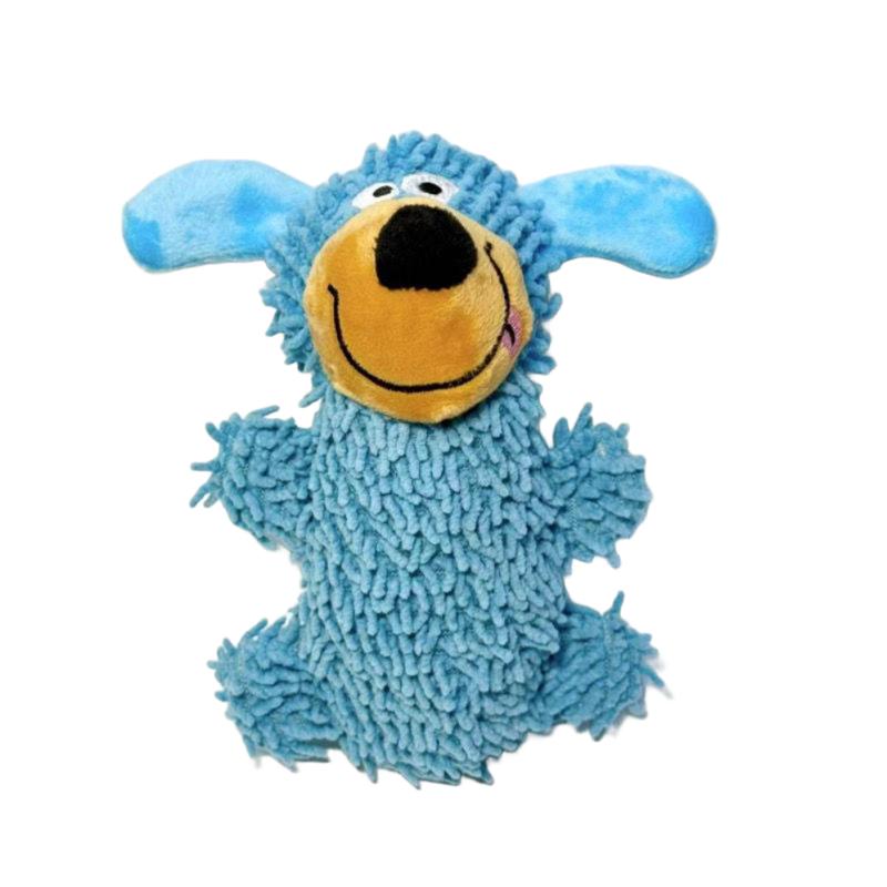 Cute Blue Mop Dog Plush Squeaky Dog Toy, Durable Chew Toy for Puppies, Interactive Pet Teething Toy синий