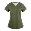 Women's Fashionable Loose-Fit Short-Sleeve V-Neck Pocket Blouse With Slit