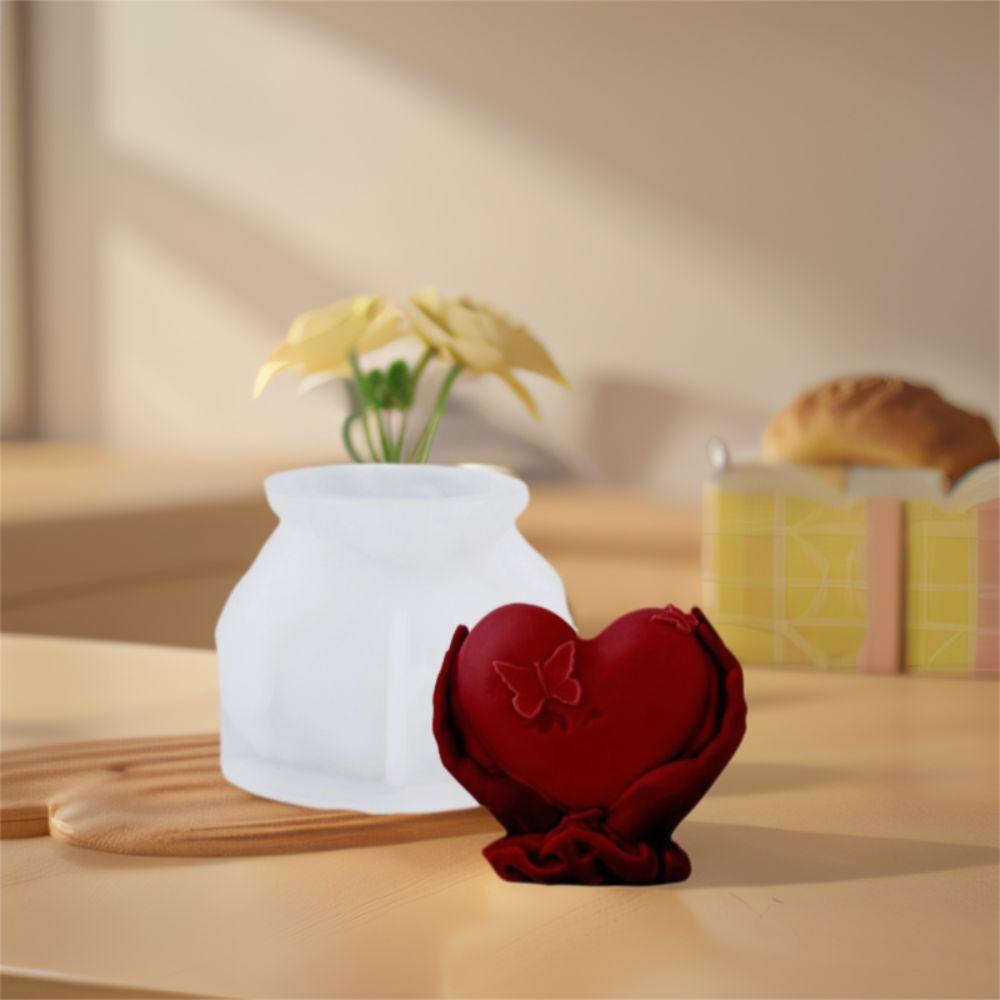 Reusable Hand Holding Heart Mold Silicone DIY Soap Mold Handmade Love Candle Mold  DIY Craft