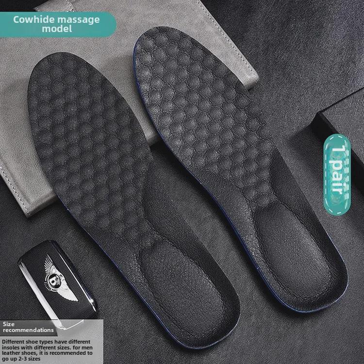 Men's Cowhide Sports Insoles: Sweat Absorption, Deodorizing, Shock Absorption, Breathable Cushioning for Basketball