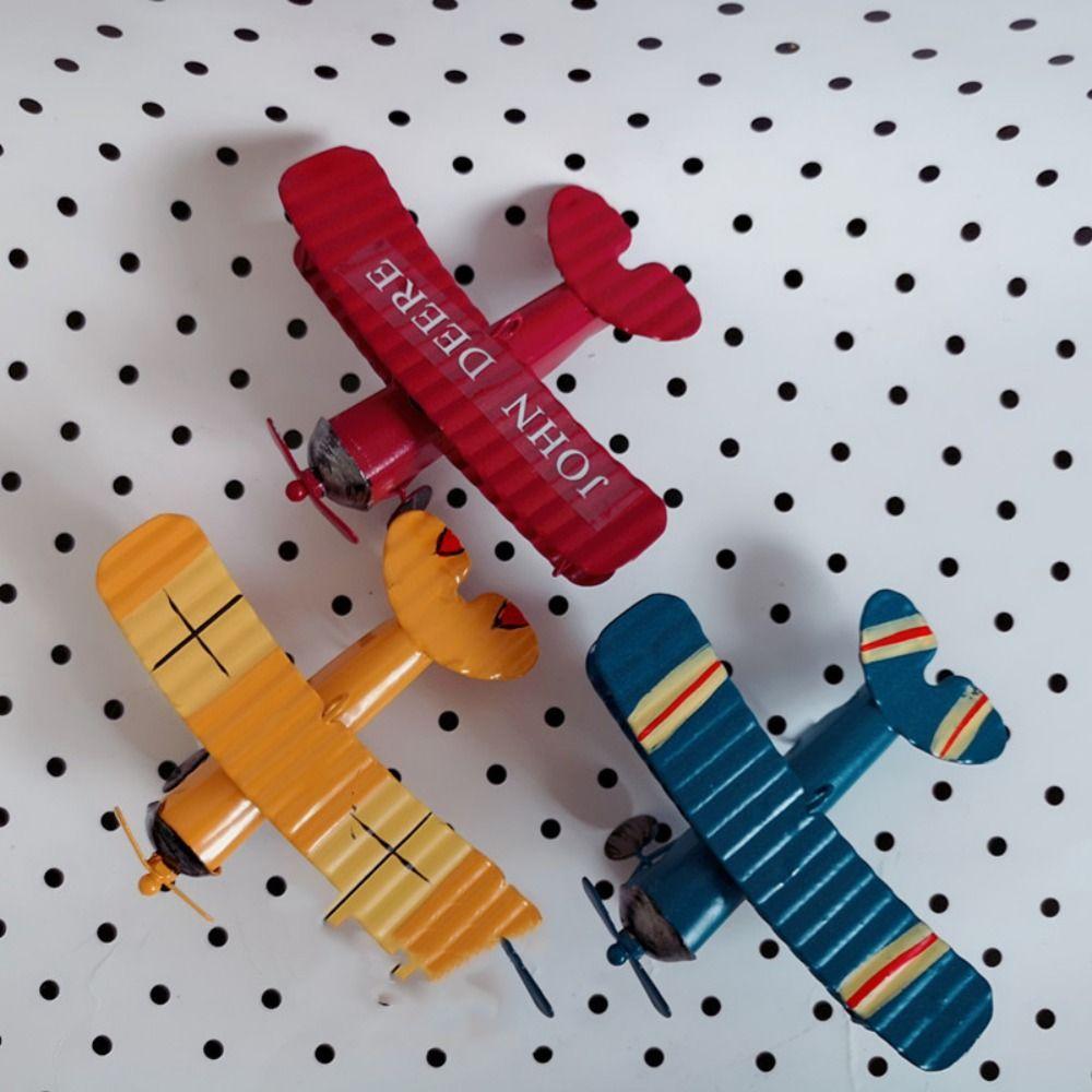 Mini Iron Crafts Vintage Biplane Model Creative Home Accessories Gift Room Hanging Ornaments Aircraft Figurines Bar Decoration