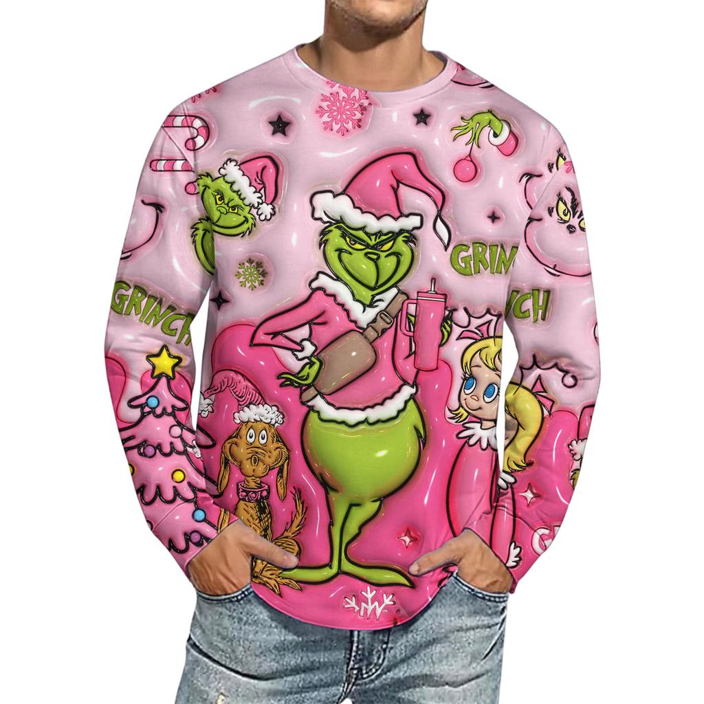 Men's Christmas Printed Imitation Cotton Long-sleeved Shirt