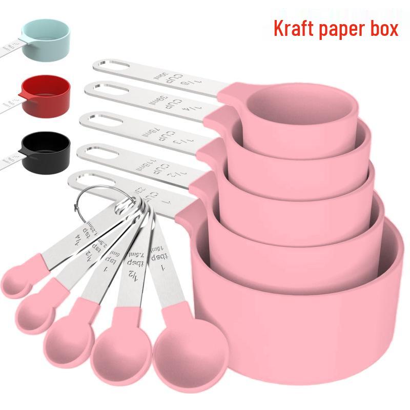 10-Piece Stainless Steel & Plastic Measuring Cups and Spoons Set - Essential Baking Utensils for Cake and Bread