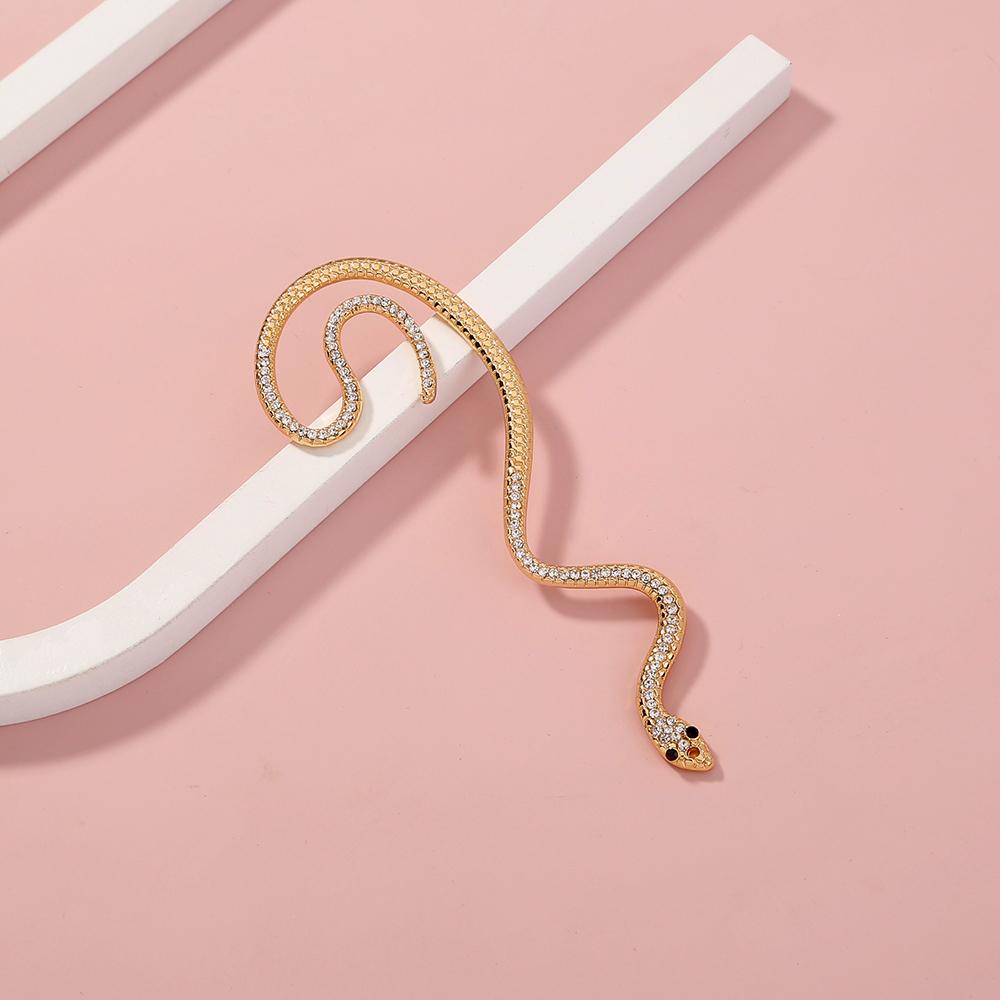 Bisaer Elegant Snake Shape Stud Earrings for Women Fashion Jewelry