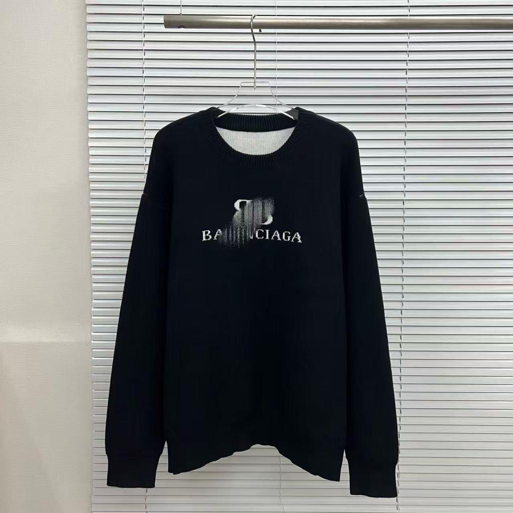 25SS Herbst/Winter Jacquard-Strickpullover mit großem Logo und Rundhalsausschnitt für Damen und Herren