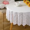Luxus Weiße Spitze Esstischdecke Geometrische Muster Runde Rechteckige Tischdecke Stickerei Abdeckung Hochzeit Party Dekoration