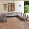 Vidaxl 10-Cz. Garden Lounge Furniture Set, Grey, Pine