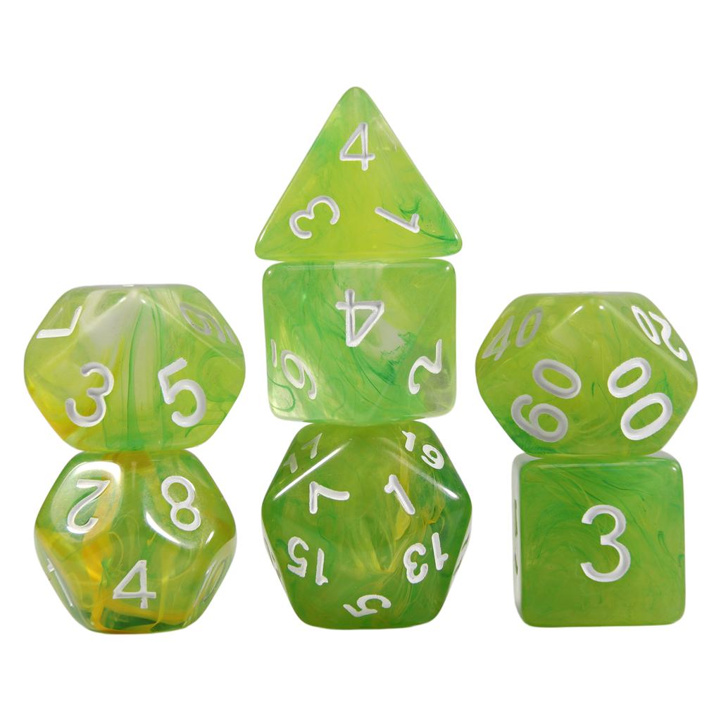 DND Dice Set 7pcs Multi Sided Dice with Haze Swirl Effect for Board Game DND TRPG, As Gift and Collection