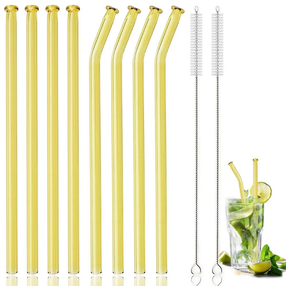 10Pcs High Borosilicate Glass Straw Eco Friendly Drinking Straw Reusable Glass Straw for Cocktail Smoothie Bar Accessories