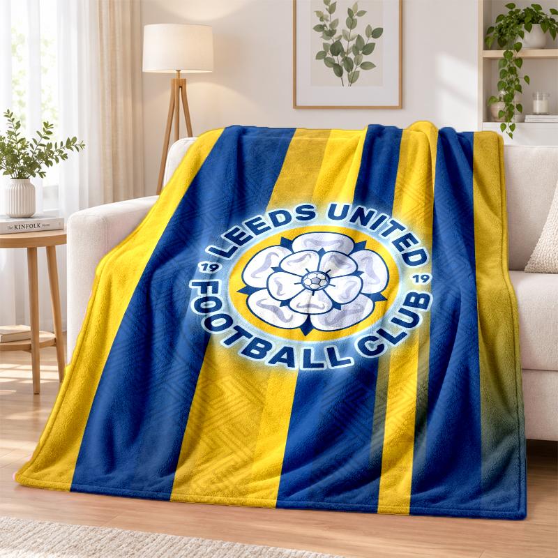 Leeds United Printed Flannel Blanket Warm Comfort Bed Throw For Indoor Home Decoration