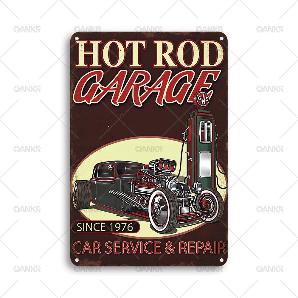 

Vintage Man Cave Garage Decor Poster Metal Tin Sign Hot Rod Garage Since Car Service Metal Signs for Club Art Decor Plaque 20x30cm