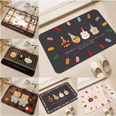 Cartoon Bear Rabbit Bathroom Non Slip Mat Cute and Simple Bathroom Entrance Hand Pool Non Slip Mat Home Decoration