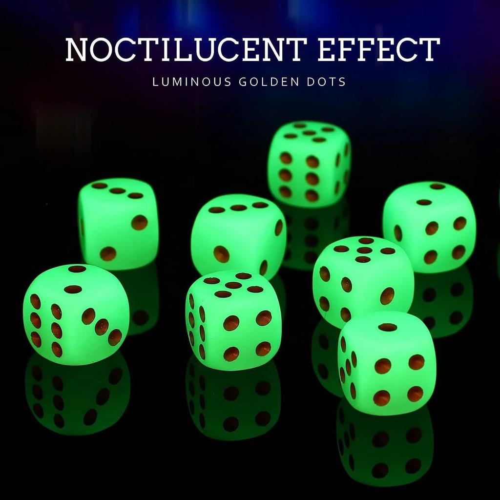 New 10Pcs 16Mm Glow In The Dark Fluorescent Dice Set For Bar Ktv Graduation Singles Party Board Games Trpg D6 Role Playing Dice