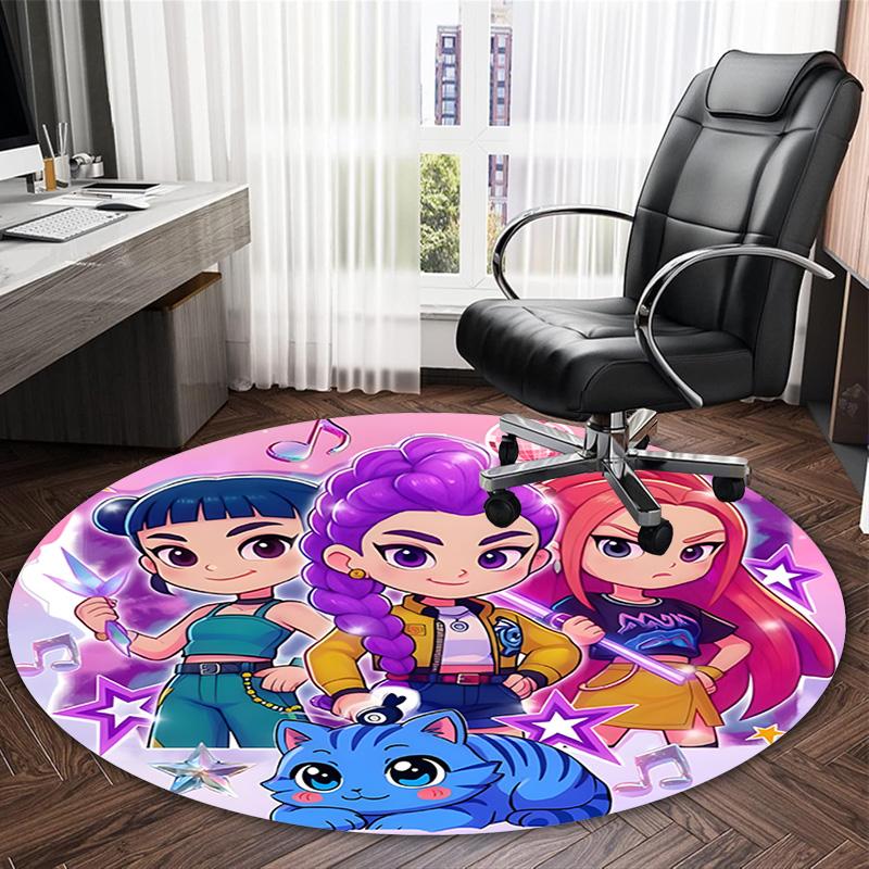 1pc Kpop Team Carpet, Round Rug, Comfortable, Suitable for Entryways, Living Rooms, Office, And Bedrooms, Christmas Decoration