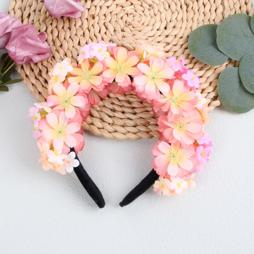 Fashion Women Bride Flowers Headband Chinese Style Flower Crown Hairband Ladies Elastic Beach Wedding Hair Accessories Headband