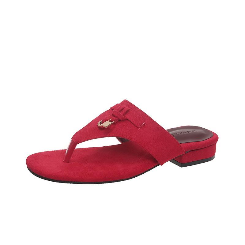 New retro flip-flops slippers women's summer wear thick heels, cold slippers women's skirt