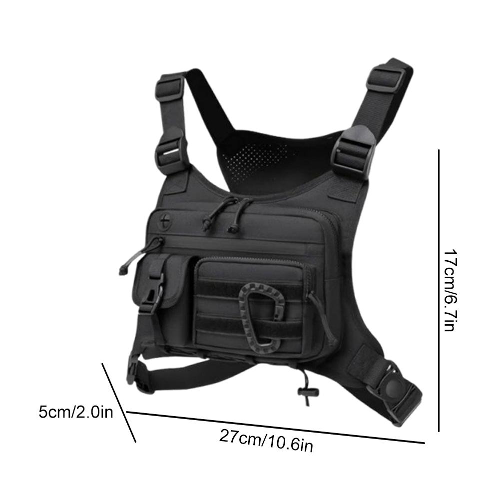 Outdoor Trendy Functional Backpack Multi Pocket Multifunctional Vest Chest Bag Adjustable Strap Travel Commute Sports Backpack