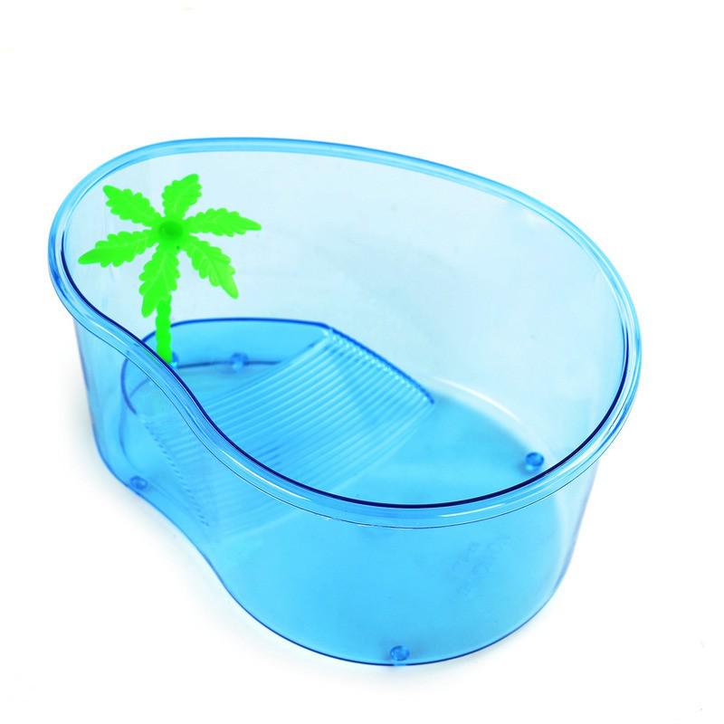 Compact Transparent Plastic Fish & Turtle Tank with Climbing Platform