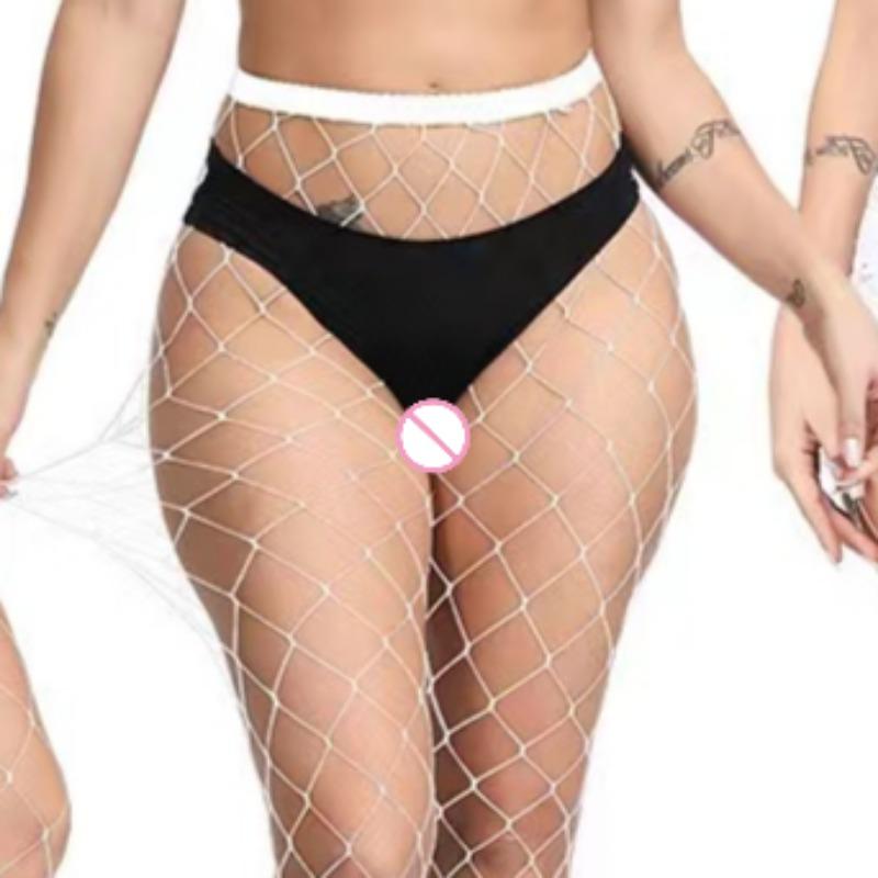 Erotic Pantyhose for Women Costumes Mid with Big Fishnet Stockings Plus Size Tights High Waist Hosiery