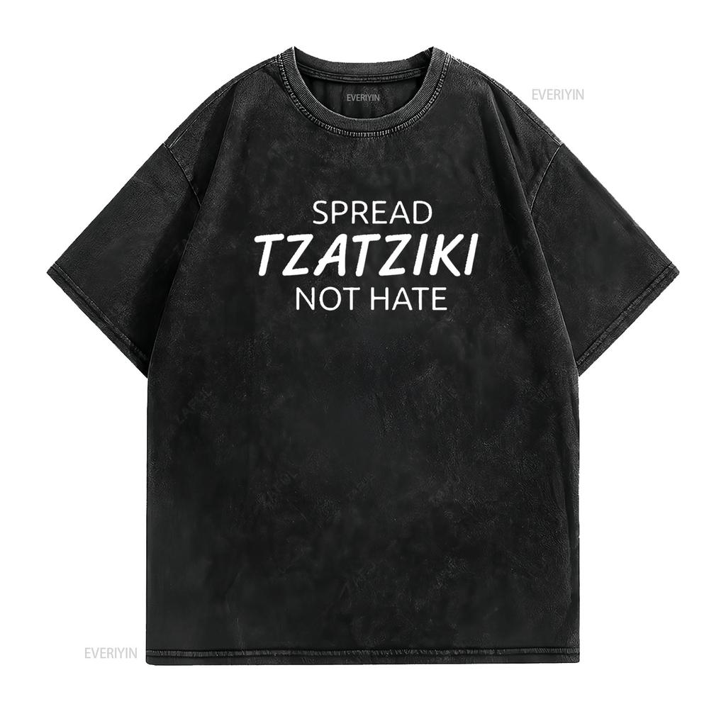 Womens Spread Tzatziki Sauce Not Hate Greek Round Neck T Shirt Black Small vintage Washed Breathable Unisex homme