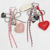 Gothic Silver Bead Bows Charm Heart Shaped Bag Accessory Fashion Bag Pendant Casual Keychain For Dark Style Lover