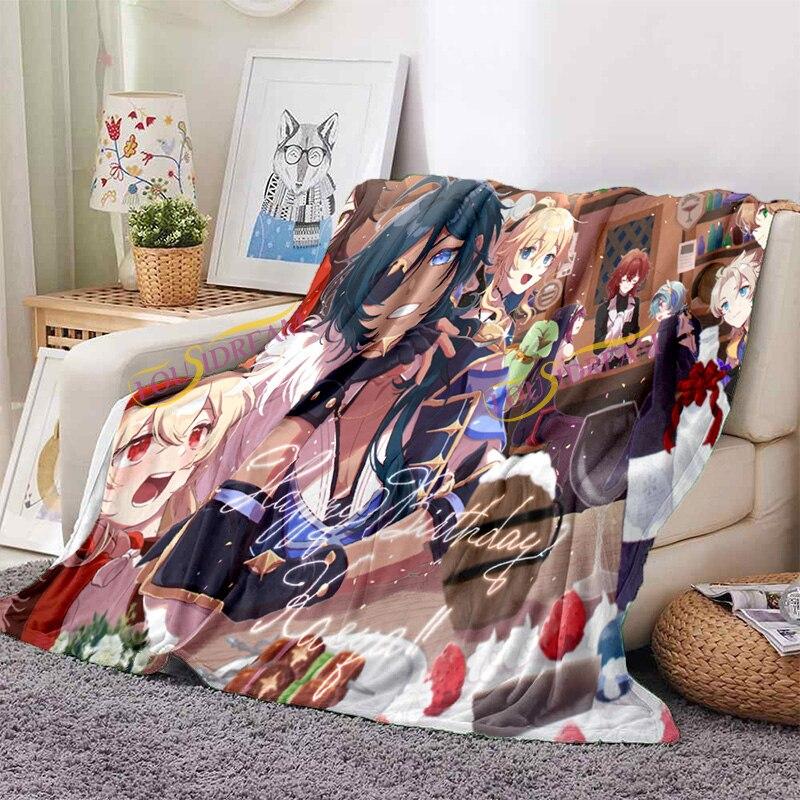 Fashion Genshin  Blanket Flannel Four Seasons Quilt Anime Breathable Super Warm Throw Blankets for Bedding Travel Bedding  Gifts