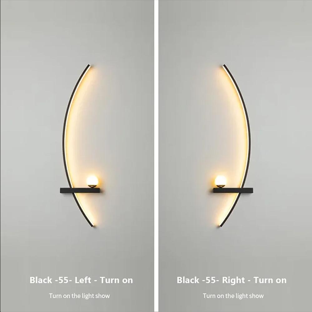 Modern LED Wall Lamp Moon Symmetry Black For Living Room Bedroom Bedside Corridor Hotel Indoor Decorative Lighting Fixtures