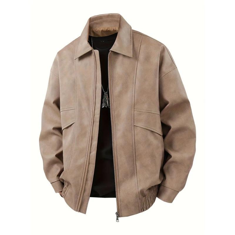 

American PU Lapel Leather Retro Brown Women s Short Motorcycle Loose Handsome Jacket L хаки